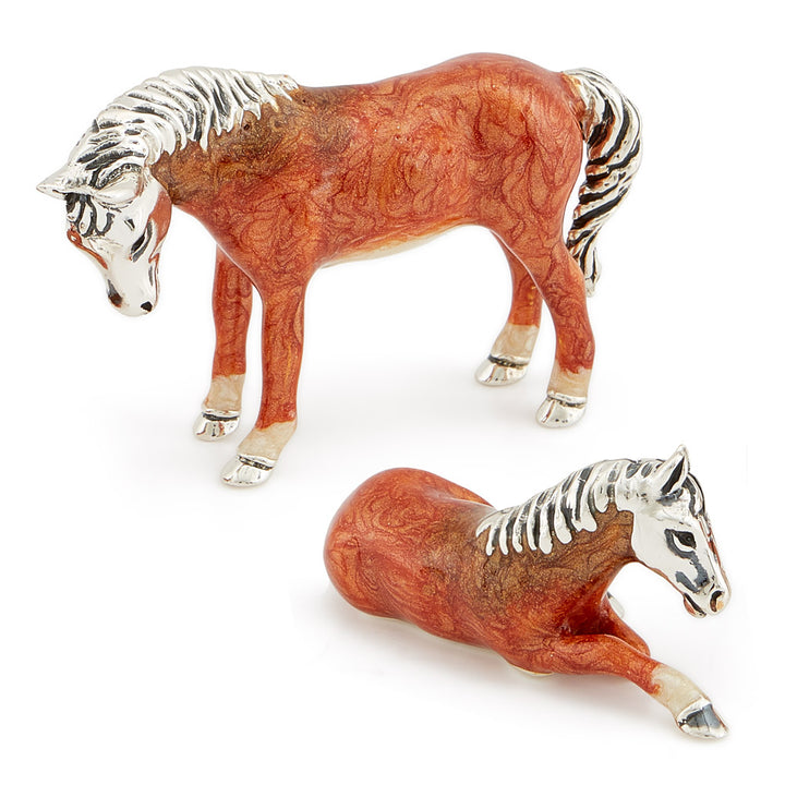 Saturno Silver & Enamelled Horse – Light Brown