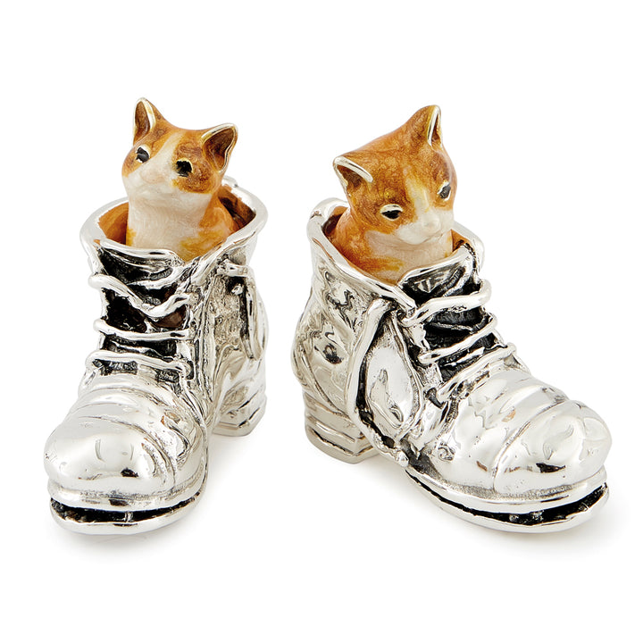 Saturno Silver & Enamelled Cat in a Shoe – Ginger