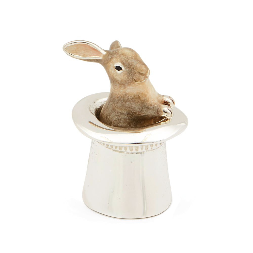 Saturno Silver & Enamelled Rabbit in a Hat - Grey