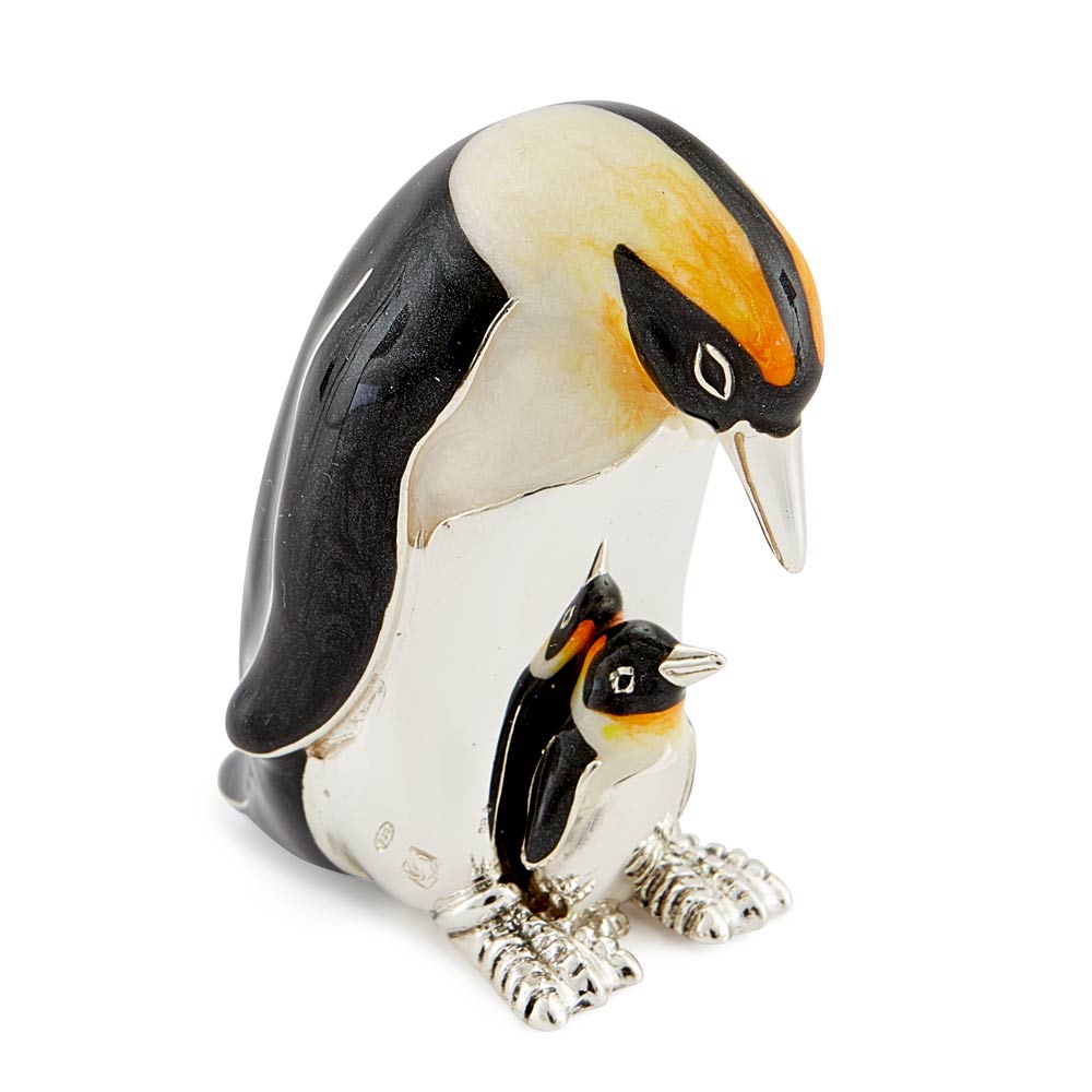 Saturno Silver & Enamelled Penguin and Chick