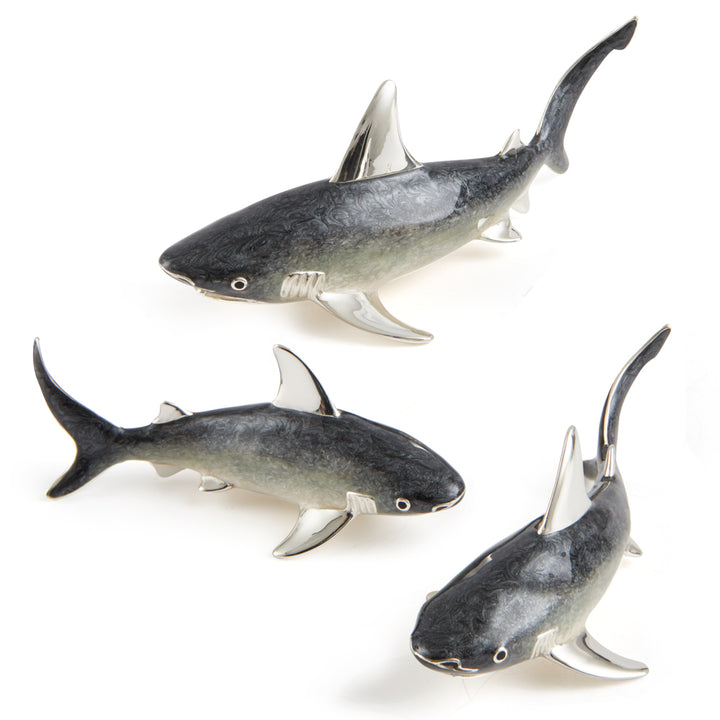 Saturno Silver & Enamelled Shark Family – Swimming