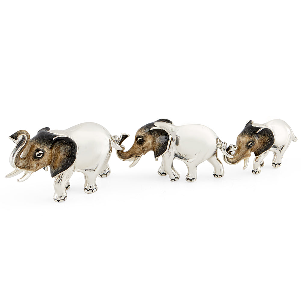 Saturno Silver & Enamelled Elephant Family – Grey Head