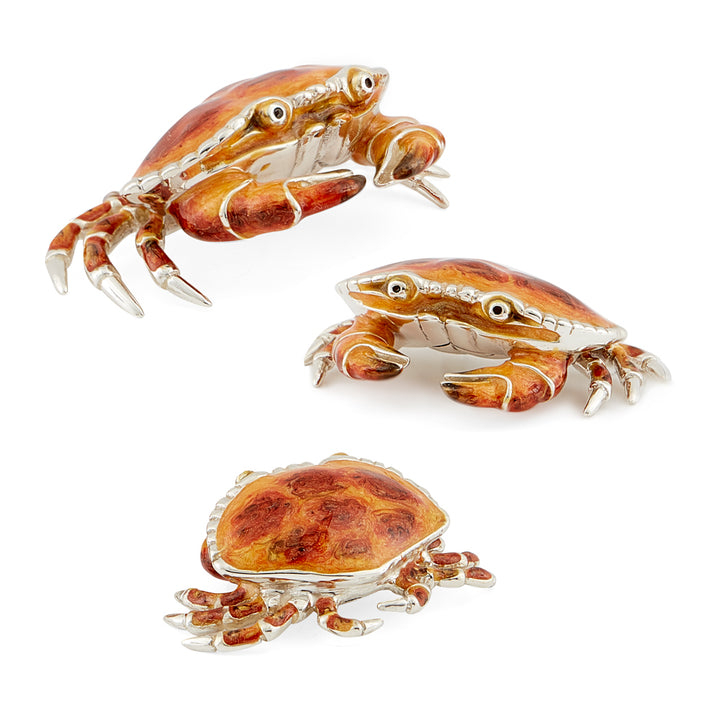 Saturno Silver & Enamelled Crab Family
