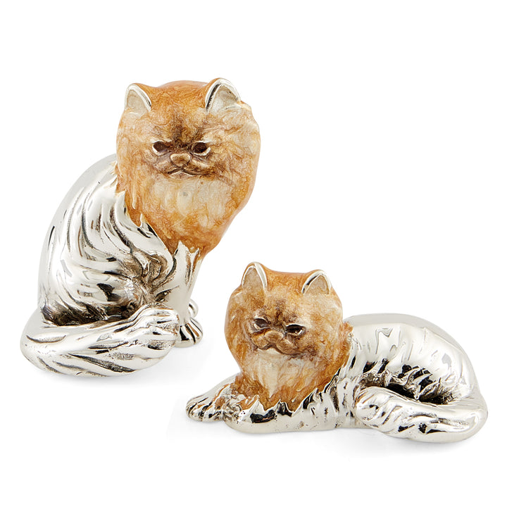Saturno Silver & Enamelled Persian Cat Couple