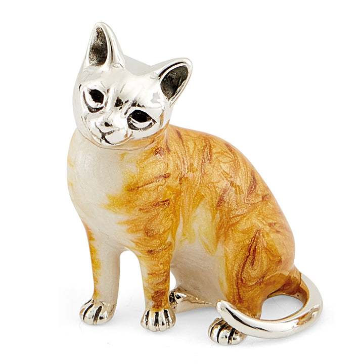 Saturno Silver & Enamelled Ginger Kitten Family
