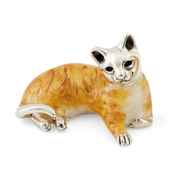 Saturno Silver & Enamelled Ginger Kitten Family