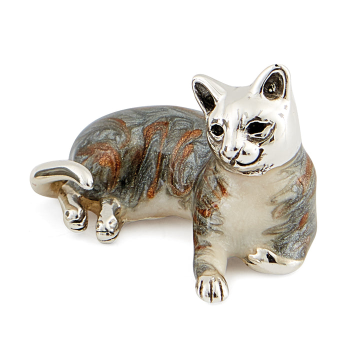 Saturno Silver & Enamelled Tabby Kitten Family