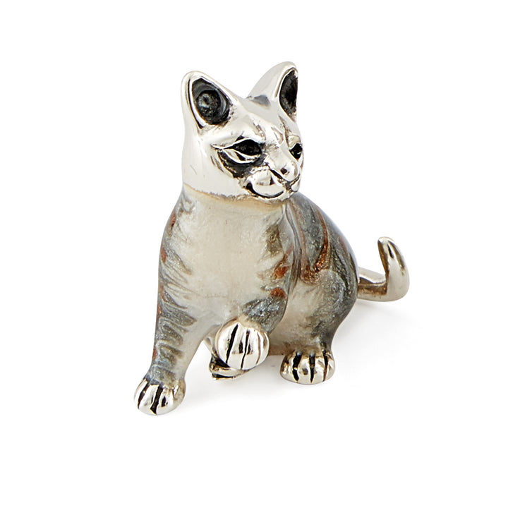Saturno Silver & Enamelled Tabby Kitten Family