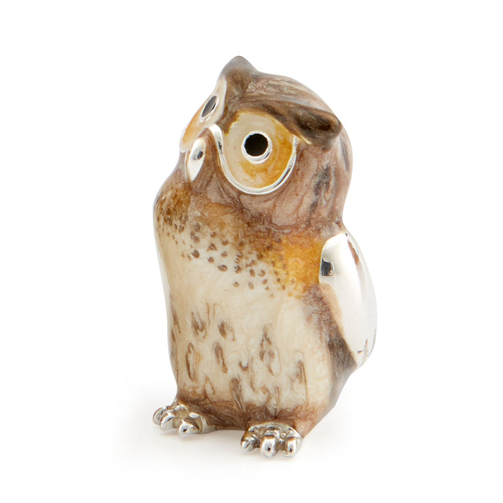 Saturno Silver & Enamelled Owl Family