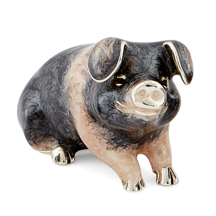 Saturno Silver & Enamelled Saddleback Pig