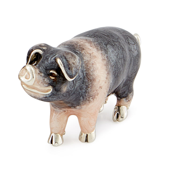 Saturno Silver & Enamelled Saddleback Pig