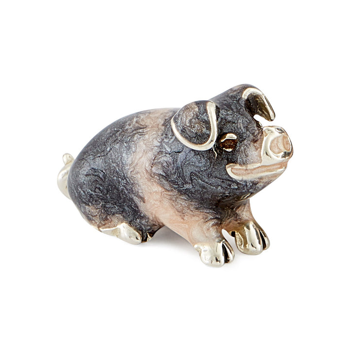 Saturno Silver & Enamelled Saddleback Pig
