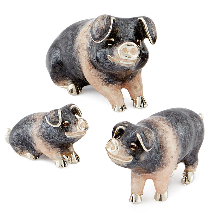 Saturno Silver & Enamelled Saddleback Pig