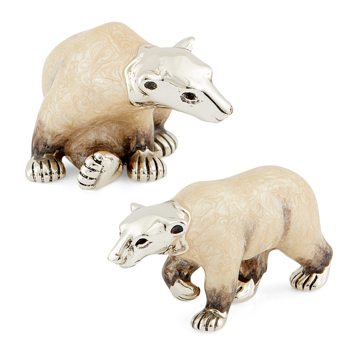Saturno Silver & Enamelled Polar Bear Couple