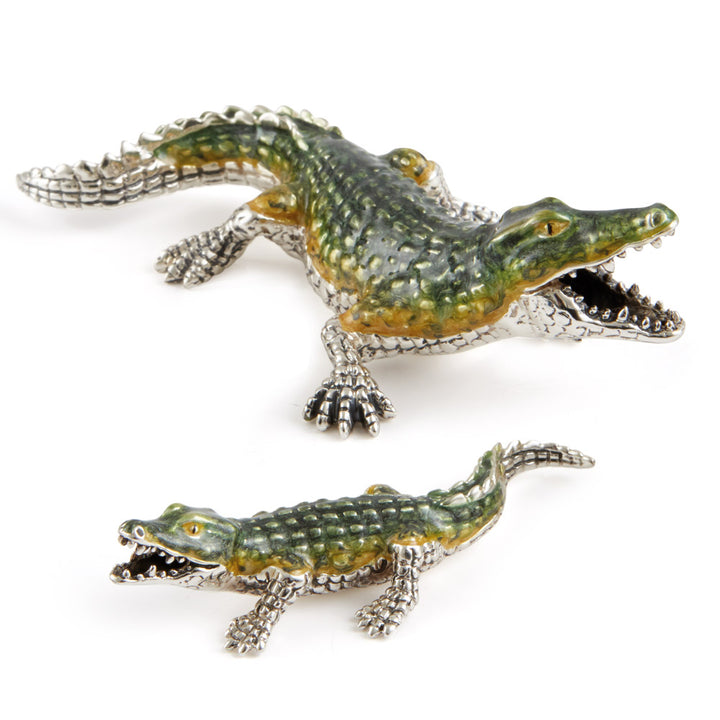 Saturno Silver & Enamleed Crocodile Couple