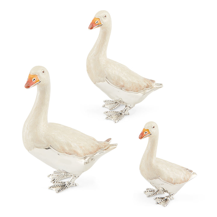 Saturno Silver & Enamelled Geese