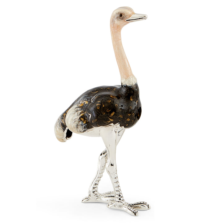 Saturno Silver & Enamelled Ostrich Family