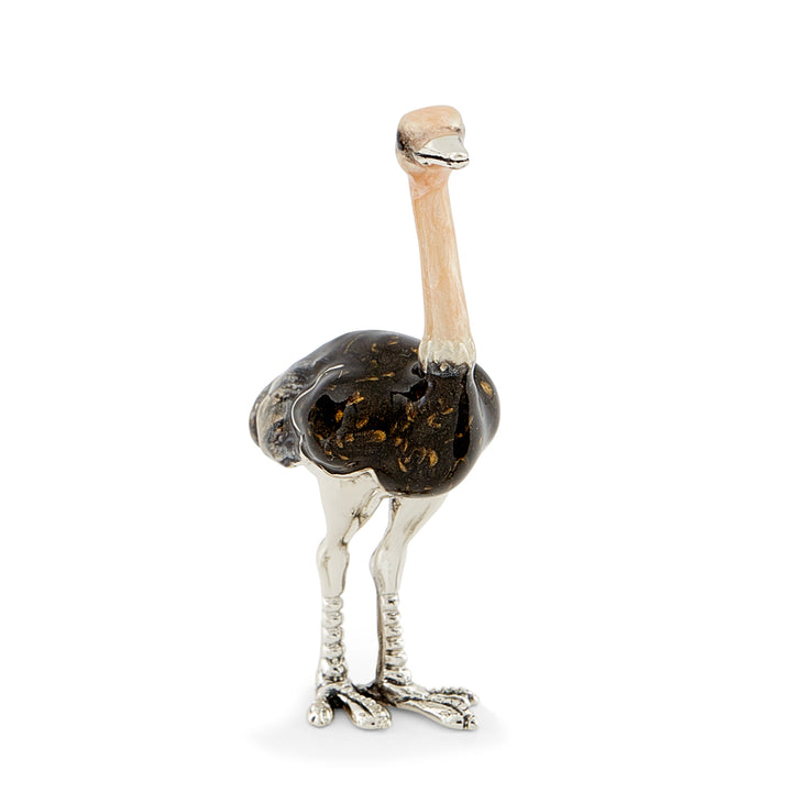 Saturno Silver & Enamelled Ostrich Family