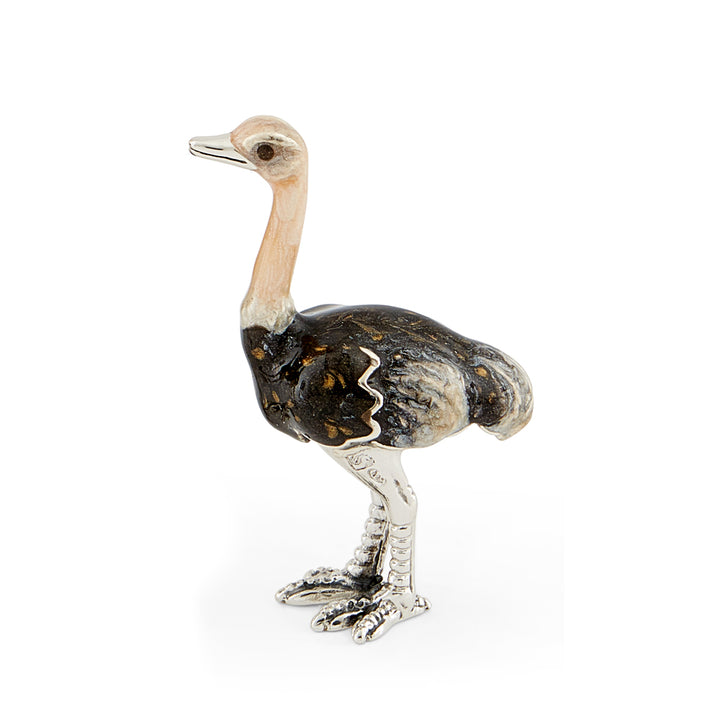 Saturno Silver & Enamelled Ostrich Family
