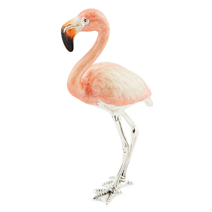 Saturno Silver & Enamelled Pink Flamingo Couple