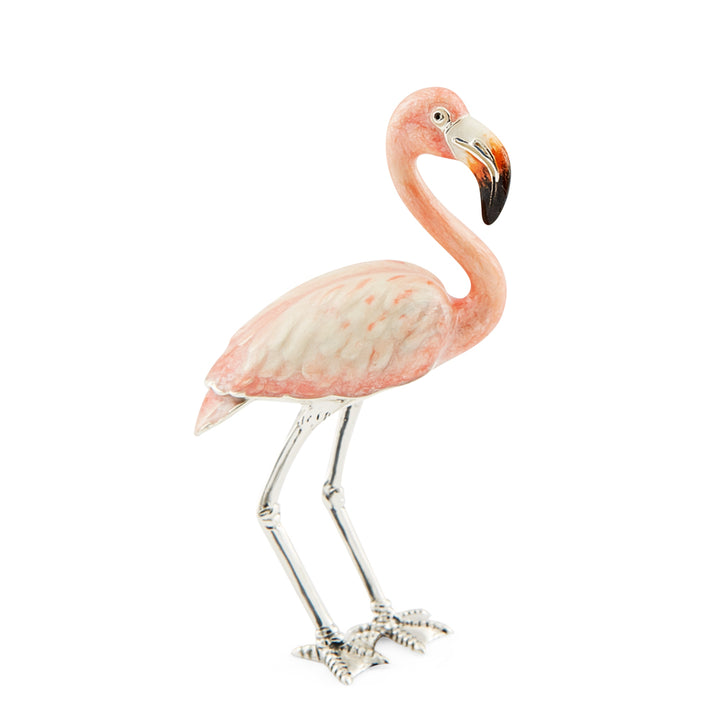 Saturno Silver & Enamelled Pink Flamingo Couple