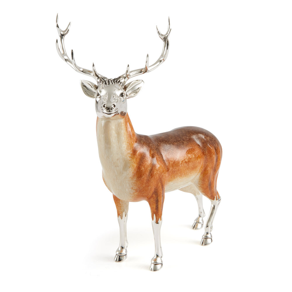 Saturno Silver & Enamelled Stag Deer – Very Large