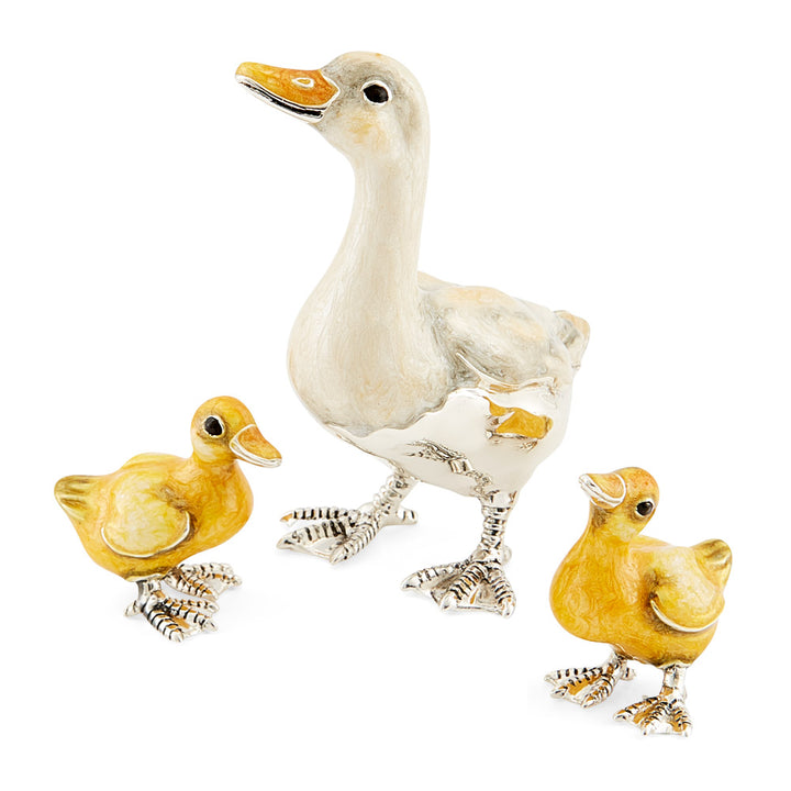 Saturno Silver & Enamelled Goose and Goslings