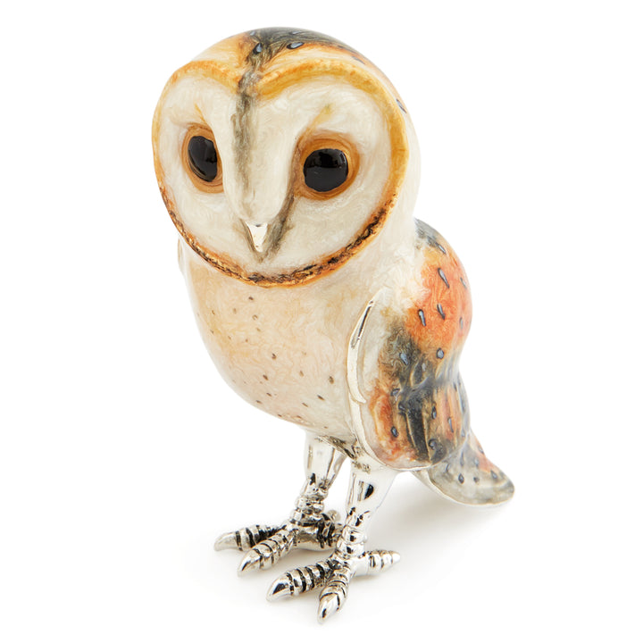 Saturno Silver & Enamelled Large Barn Owl Couple
