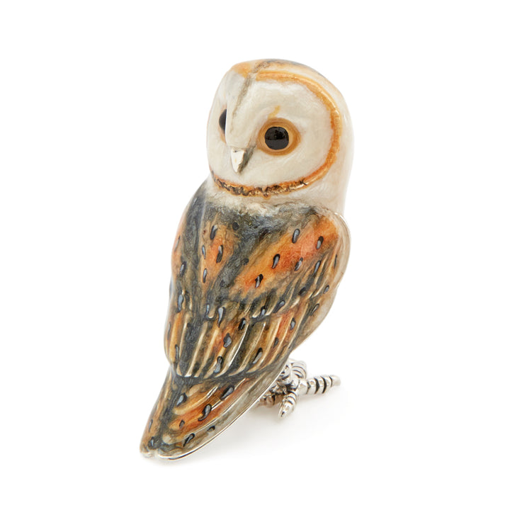 Saturno Silver & Enamelled Large Barn Owl Couple