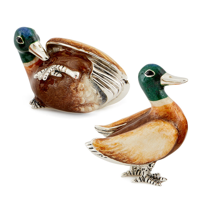 Saturno Silver & Enamelled Mallard Couple