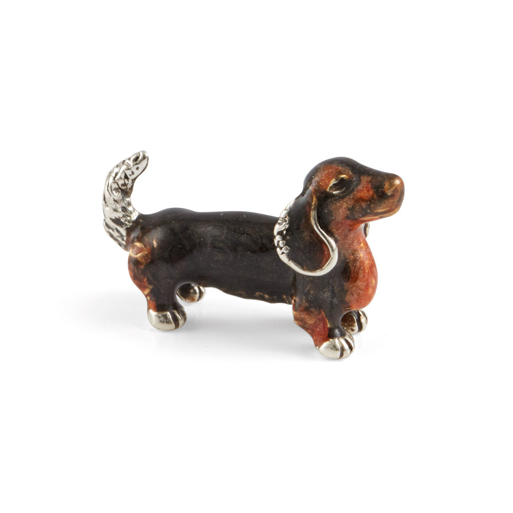 Saturno Silver & Enamelled Dachshund – Very Small – Black