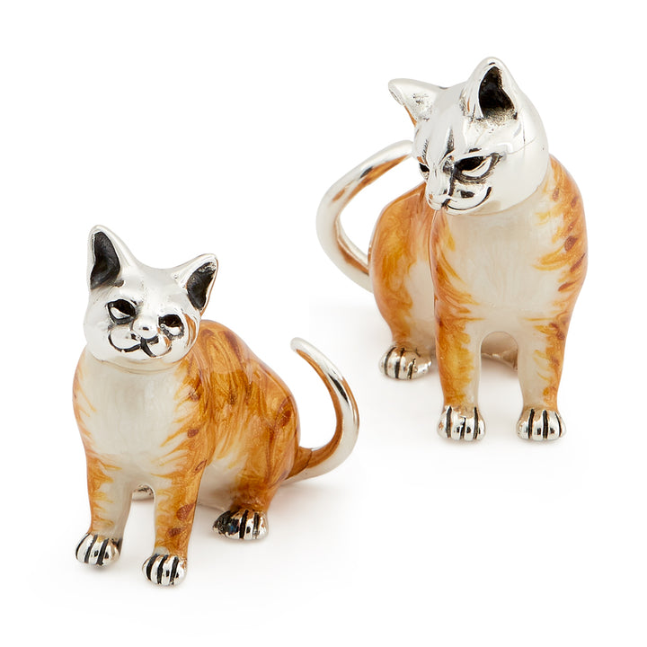 Saturno Silver & Enamelled Ginger Cat – Enamel Body