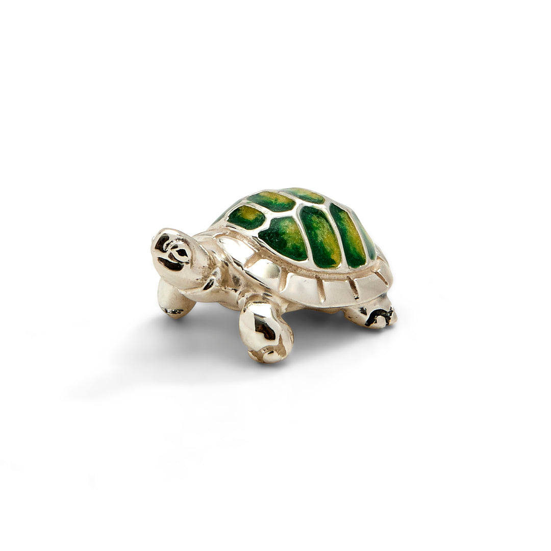 Saturno Silver & Enamelled Tortoise – Very Small Green