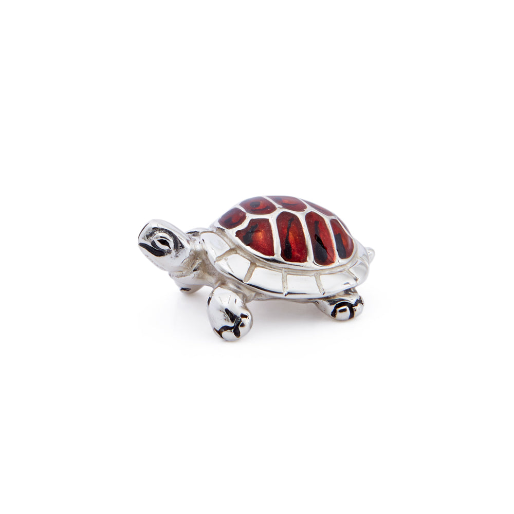 Saturno Silver Enamelled Tortoise – Very Small Red – Offord Sons