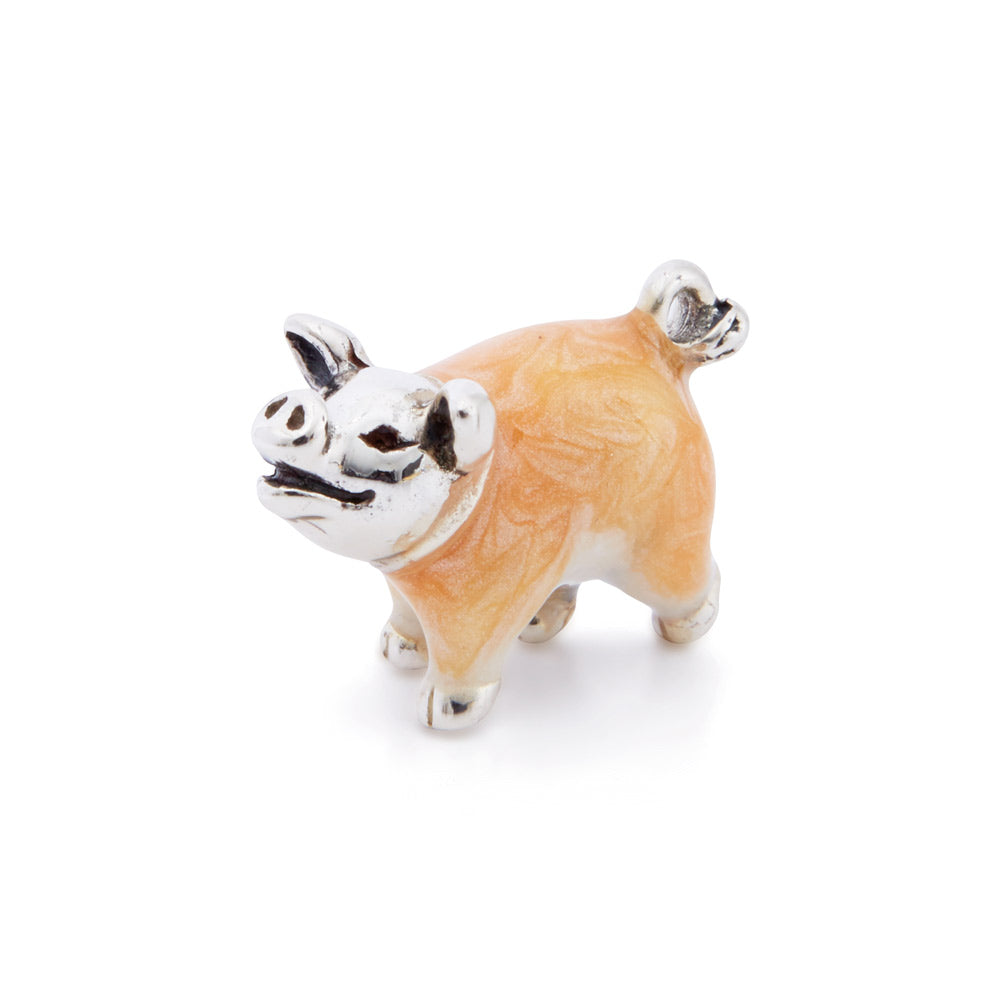 Saturno Silver & Enamelled Pig - Very Small Enamel