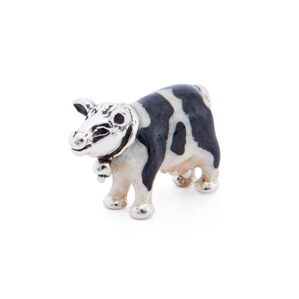 Saturno Silver & Enamelled Cow - Very Small