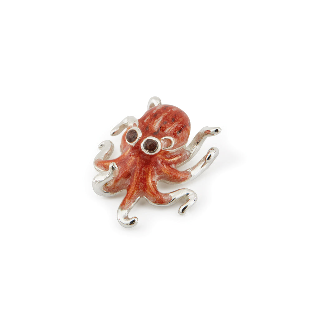 Saturno Silver & Enamelled Octopus – Very Small