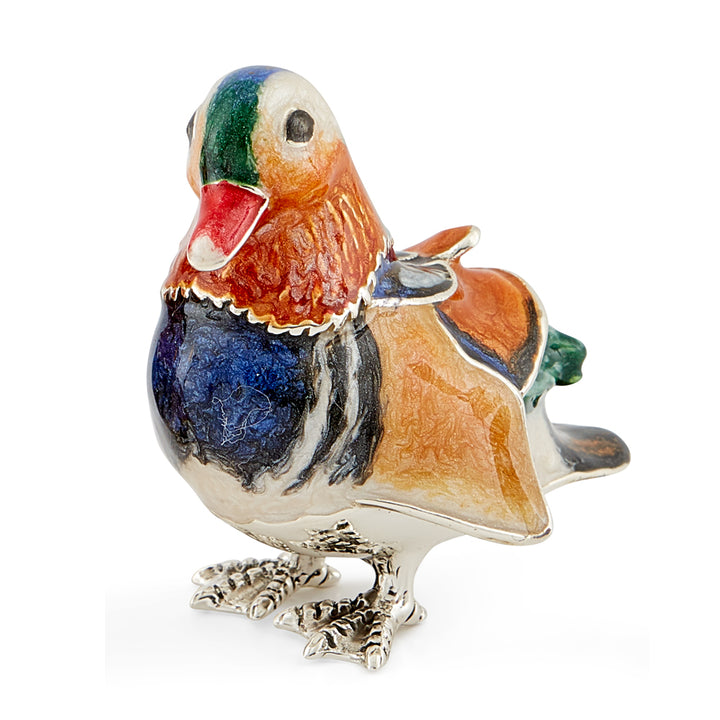 Saturno Silver & Enamelled Mandarin Duck Family
