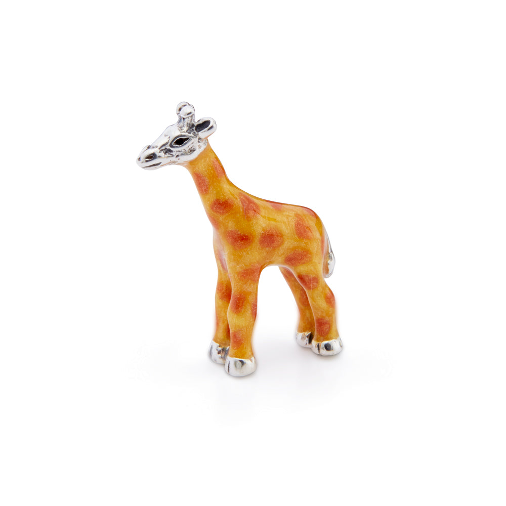 Saturno Silver & Enamelled Giraffe - Very Small
