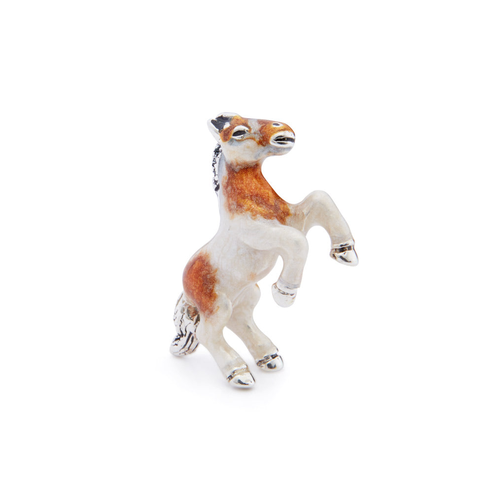 Saturno Silver & Enamelled Horse - Rearing