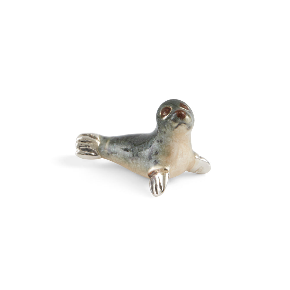 Saturno Silver & Enamelled Grey Seal – Very Small