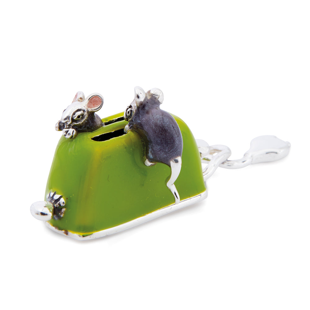 Saturno Silver & Enamelled Mice on a Toaster