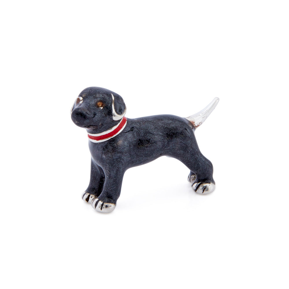 Saturno Silver & Enamelled Labrador Very Small Black – All Enamelled
