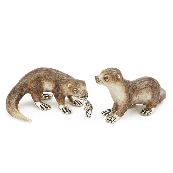 Saturno Silver & Enamelled Otter Couple
