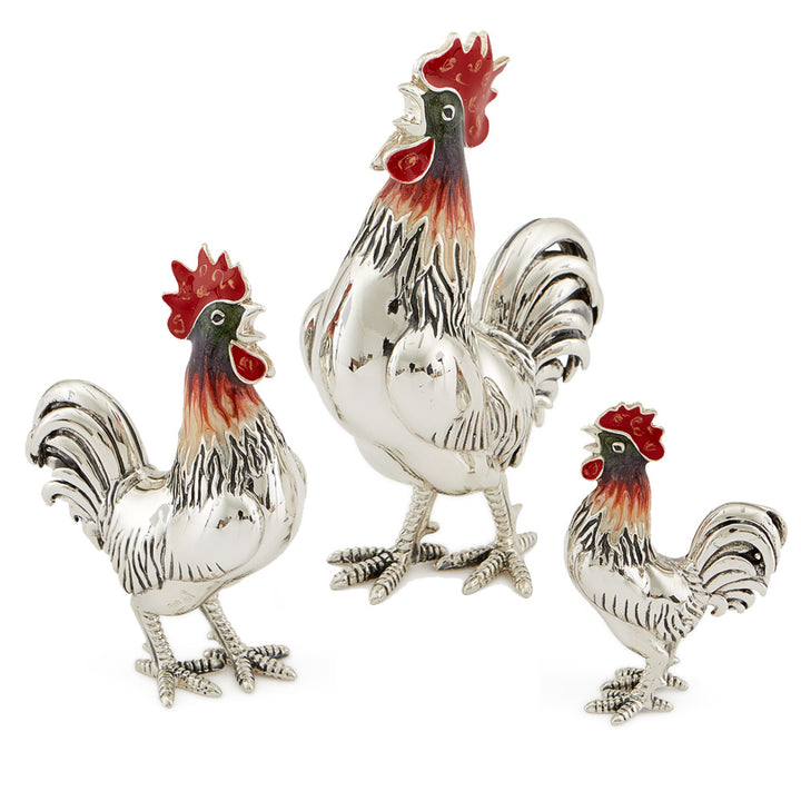 Saturno Silver & Enamelled Rooster