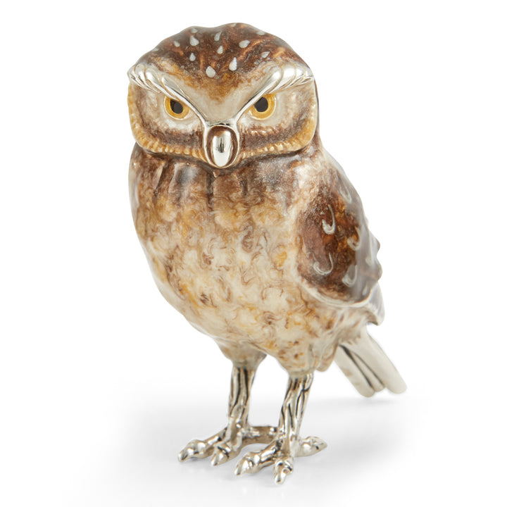 Saturno Silver & Enamelled Tawny Owl Family