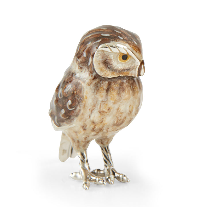 Saturno Silver & Enamelled Tawny Owl Family