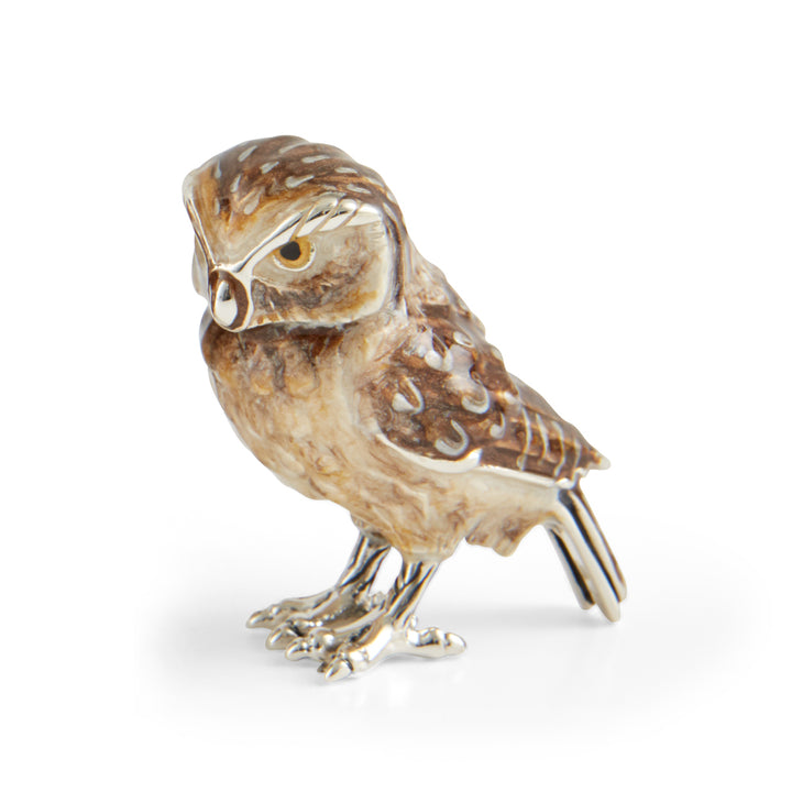 Saturno Silver & Enamelled Tawny Owl Family