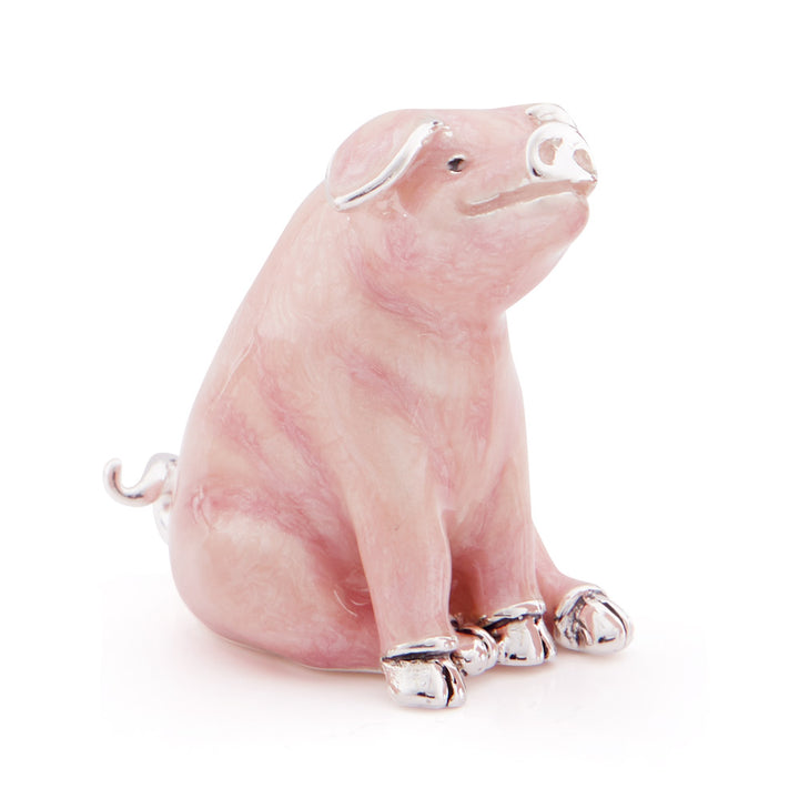 Saturno Silver & Enamelled Pink Pig