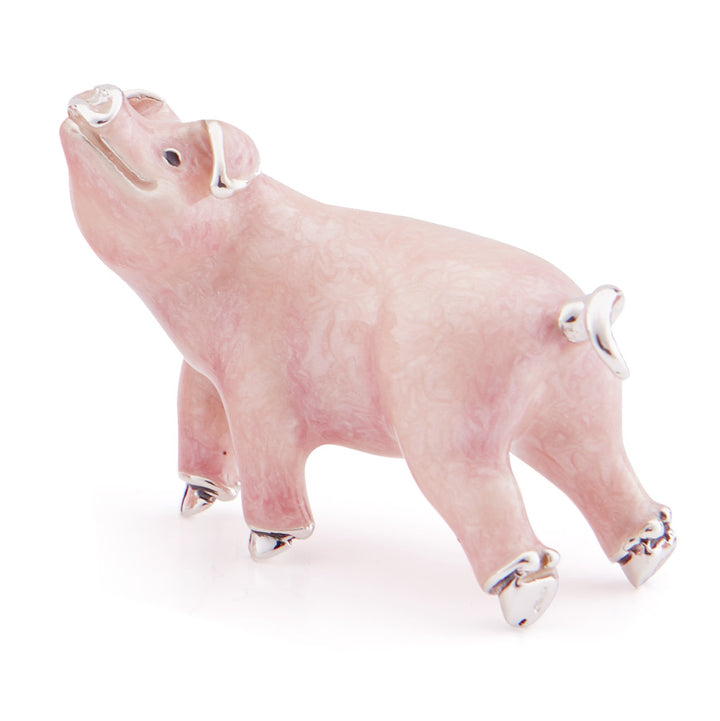 Saturno Silver & Enamelled Pink Pig